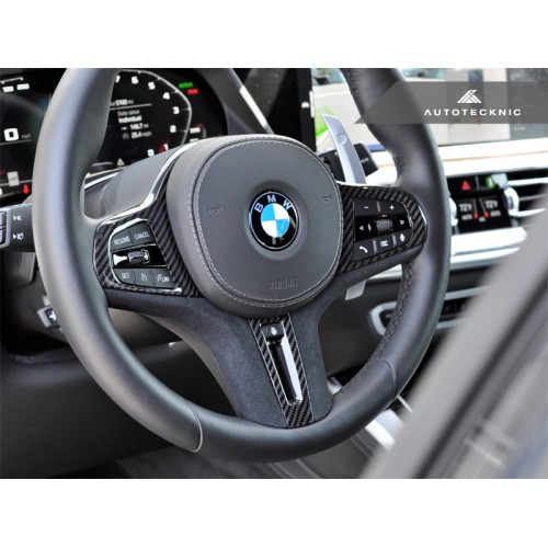 AutoTecknic Carbon Alcantara Steering Wheel Trim - F90 M5 | F91/F92/F93 M8 | F97/F98 X3M/X4M | F95/F96 X5M/X6M LCI Only (P/N: BM-0282-LCI-S)