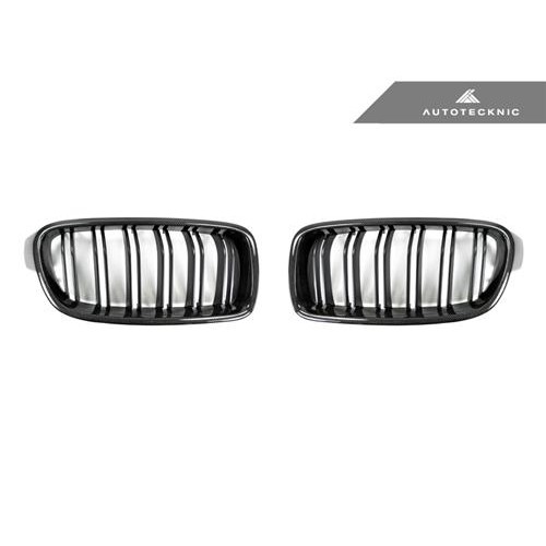 AutoTecknic Replacement Dual-Slats Carbon Front Grilles - F30 3-Series Sedan | F31 3-Series Wagon